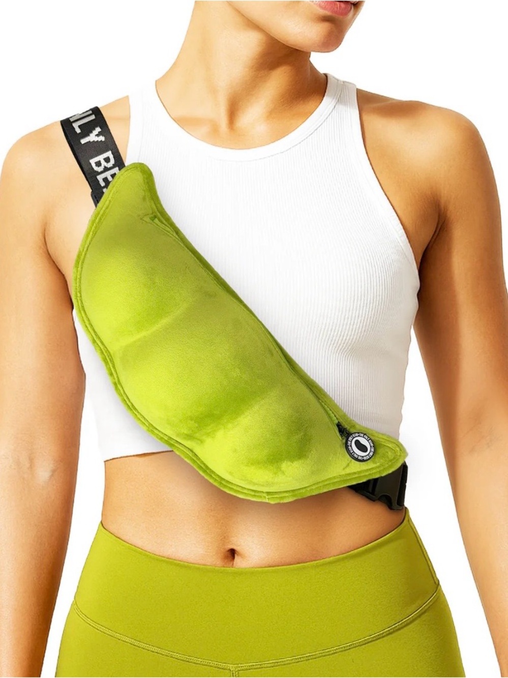 Plush Lime Green Crossbody Sling Bag with Adjustable Strap